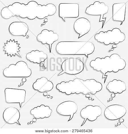 Collection Of Different Speech Bubbles And Thought Bubbles With Space For Text