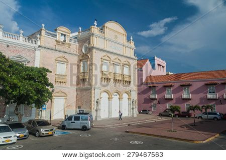 Cartagena De Indias, Colombia - Aug 28, 2015: Teatro Heredia Theater In The Center Of Cartagena.