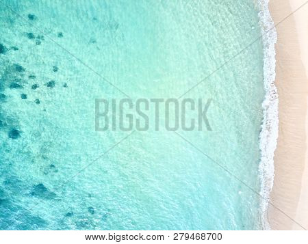 Aerial View. View Of The Waves In The Indian Ocean. Wild Beach In Midigama. Indian Ocean. Sri-lanka.