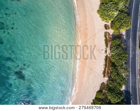 Aerial View. View Of The Waves In The Indian Ocean. Wild Beach In Midigama. Indian Ocean. Sri-lanka.
