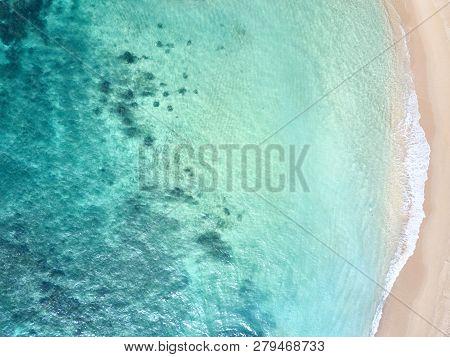 Aerial View. View Of The Waves In The Indian Ocean. Wild Beach In Midigama. Indian Ocean. Sri-lanka.