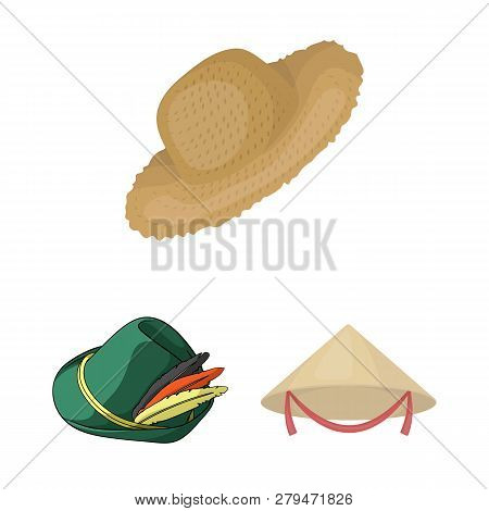 Vector Design Of Hat And Cap Sign. Set Of Hat And Model Vector Icon For Stock.