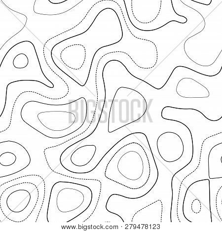 Topographic Map Background. Actual Topography Map. Black And White Seamless Design, Likable Tileable