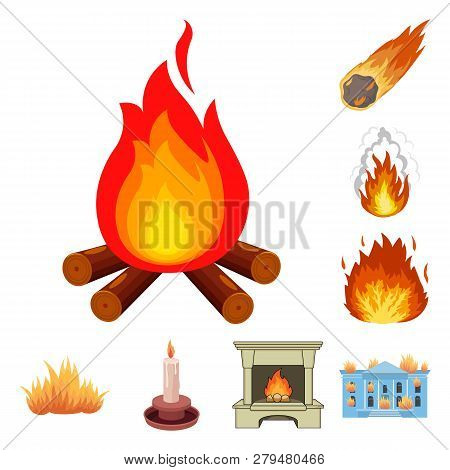 Vector Illustration Of Fire And Flame Symbol. Set Of Fire And Fireball Stock Symbol For Web.