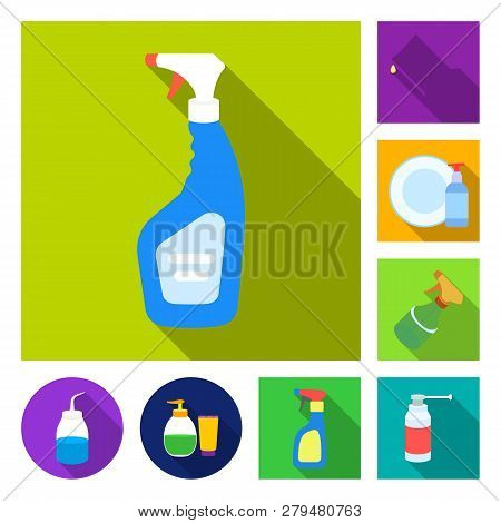 Vector Illustration Of Sprayer And Liquid Symbol. Set Of Sprayer And Pesticide Vector Icon For Stock