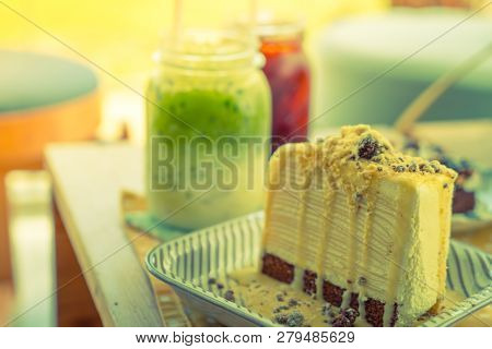 Chocolate Crepe Cake  ( Filtered Image Processed Vintage Effect. )