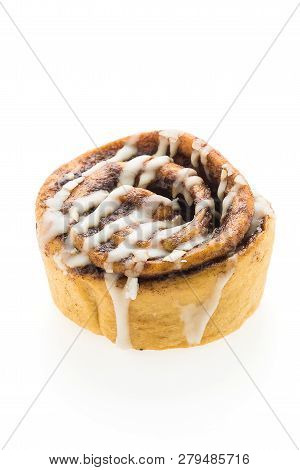 Image Of Cinnamon Roll Isolated On White Background