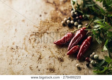 Tasty Appetizing Food Ingredients Spices Yellow Background Side Composition Copy Space Cooking Healt