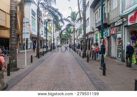 Manizales, Colombia - September 5, 2015: Street In Downtown Manizales, City In Colombian Coffee Zone