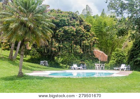 Manizales, Colombia - September 5, 2105: Pool At Hacinda Venecia Coffee Farm Hotel