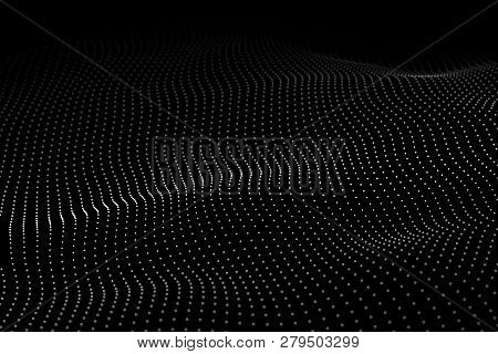 Wave 3D. Wave Of Particles. Vector Illustration.