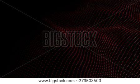 Wave 3D. Wave Of Particles. Vector Illustration.