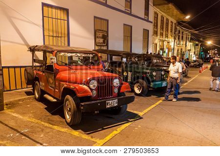 Filandia, Colombia - September 6, 2015: Jeeps As An Important Part Of Rural Transport, Stay At The S