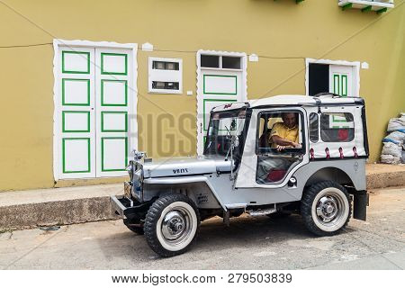 Filandia, Colombia - September 7, 2015: Willys Jeeps Are An Important Part Of Rural Transportation I