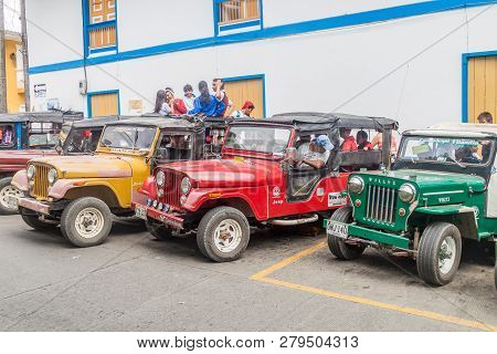 Filandia, Colombia - September 7, 2015: Jeeps Are An Important Part Of Rural Transportation In Colom