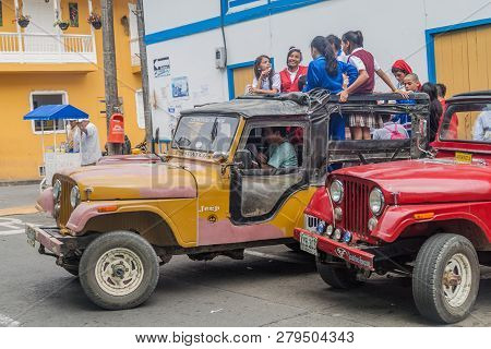 Filandia, Colombia - September 7, 2015: Jeeps Are An Important Part Of Rural Transportation In Colom