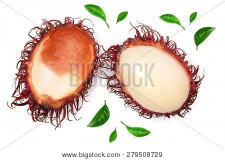 Rambutan Isolated On White Background. Tropical Fruit. Nephelium Lappaceum