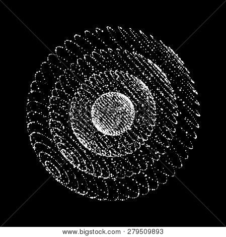 Abstract 3d Sphere Made Of Points. Futuristic Technology Style. Sphere Particles. Background Vector.