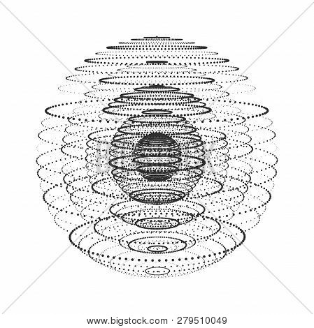 Abstract 3d Sphere Made Of Points. Futuristic Technology Style. Sphere Particles. Background Vector.