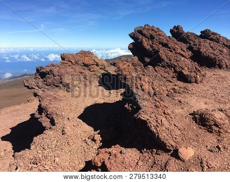 Volcanic Red Rocks At Haleakala In Maui