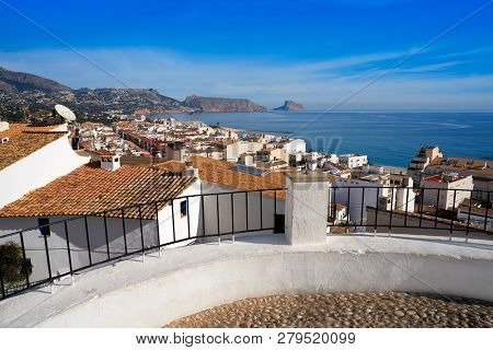 Altea white village skyline in Alicante at Mediterranean Spain