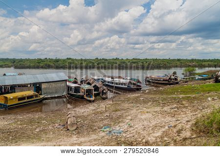 Padre Cocha, Peru - June 19, 2015: View Of River Port In Village Padre Cocha Near Iquitos, Peru