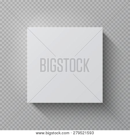 Realistic Cardboard Box. Square White Mockup Paper Package, Top View Blank Cardboard Gift Pack Vecto