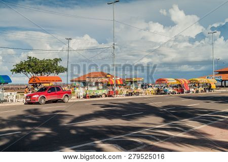 Macapa, Brazil - July 31, 2015: Riverside Food Stalls In Macapa Brazil