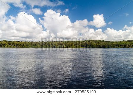 River Oiapok Oiapoque Or Oyapock Between Brazil And French Guiana