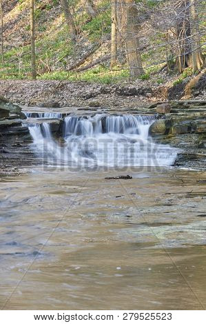 Waterfall/rapids On Chagrin River In The Village Of Chagrin Falls, Ohio Usa
