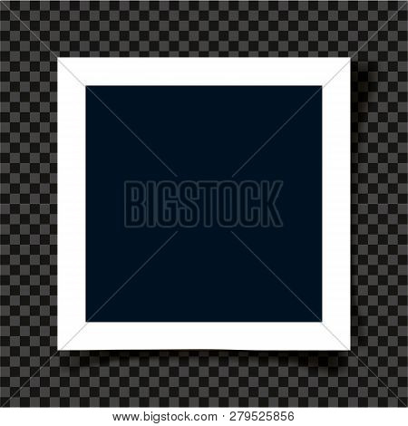 Retro Realistic Square Photo Frame With Figured Edges Isolated On Transparent Background. Vector Pho