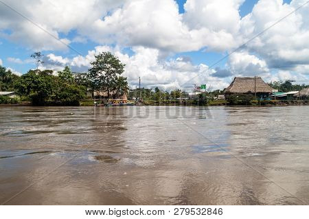Napo, Ecuador - July 7, 2015: Village By River Napo, Ecuador
