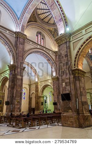 Cuenca, Ecuador - June 17, 2015: Interior Of New Cathedral Catedral De La Inmaculada Concepcion , Cu