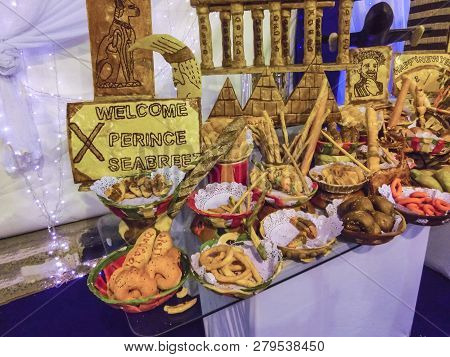 Sharm El Sheikh, Egypt - December 31, 2018: The Food In The Buffet Restaurant At Xperience Sea Breez