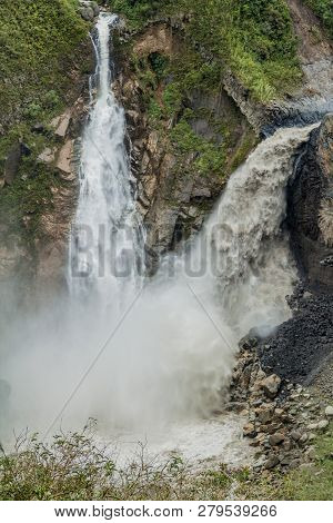 Agoyan Falls On River Pastaza In Ecuador
