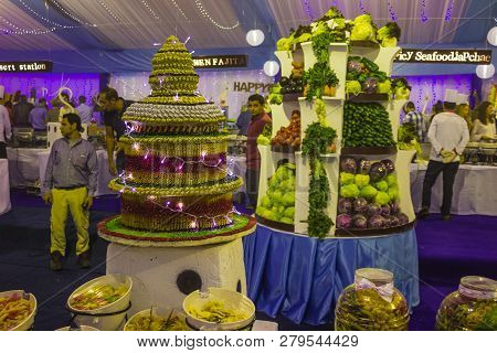 Sharm El Sheikh, Egypt - December 31, 2018: The Food In The Buffet Restaurant At Xperience Sea Breez