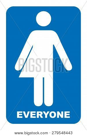 Gender Neutral Sign. Transgender Restroom Sign.  Illustration. Blue Symbol Isolated On White. Mandat