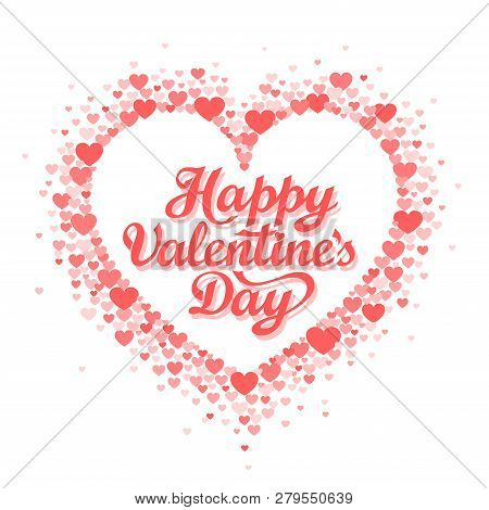 Frame Made Of Coral Hearts In The Shape Of A Heart With The Inscription 