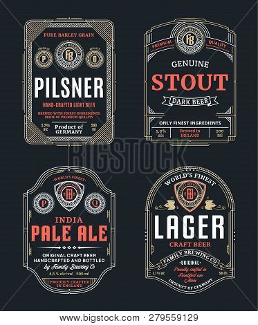 Vector Thin Line Vintage Beer Labels