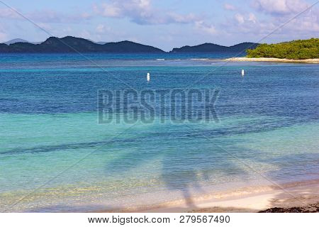 Beautiful Sandy Beach With Spectacular Views On Other Small Islands At St. Thomas, Usvi. The Tropica