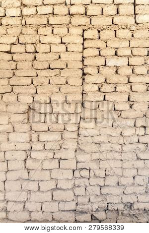 Detail Of A Adobe Wall At An Archeological Site Huaca Del Sol Y De La Luna Temple Of The Sun And The