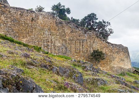 Kuelap, Ruined Citadel City Of Chachapoyas Cloud Forest Culture In Mountains Of Northern Peru.