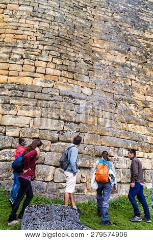 Kuelap, Peru - June 12, 2015: Group Of Tourists Visits Kuelap, Ruined Citadel City Of Chachapoyas Cl