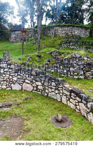 Kuelap, Ruined Citadel City Of Chachapoyas Cloud Forest Culture In Mountains Of Northern Peru.