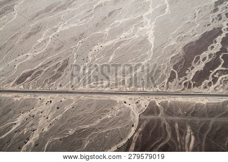 Aerial View Of Panamericana Highway Near Nazca, Peru