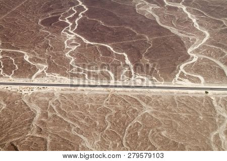 Aerial View Of Panamericana Highway Near Nazca, Peru