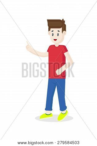 Vector Illustration Of A Teenager Boy In A Flat Style On White Background