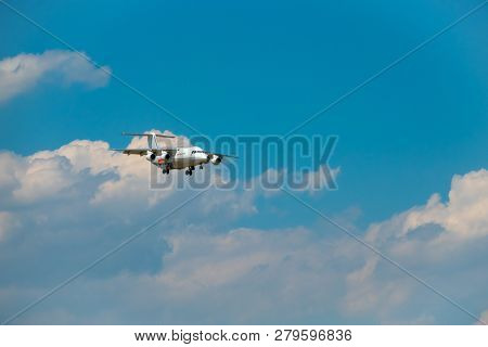 Zurich, Switzerland - July 19, 2018: EasyJet Airline Company airplane preparing for landing. EasyJet Airline Company Limited is a British low-cost carrier airline headquartered at London Luton Airport