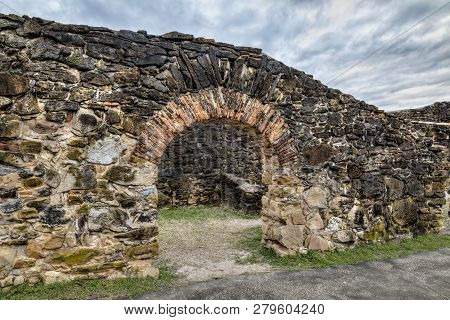 A Large And Impressive Doorway Survives Among Old Stone Walls At Spanish Mission San Francisco De La