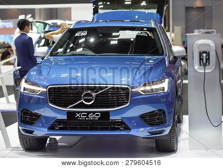 Nonthaburi, Thailand - December 4, 2018: Volvo Xc 60 Twin Engine Hybrid Suv Presented In Motor Expo 